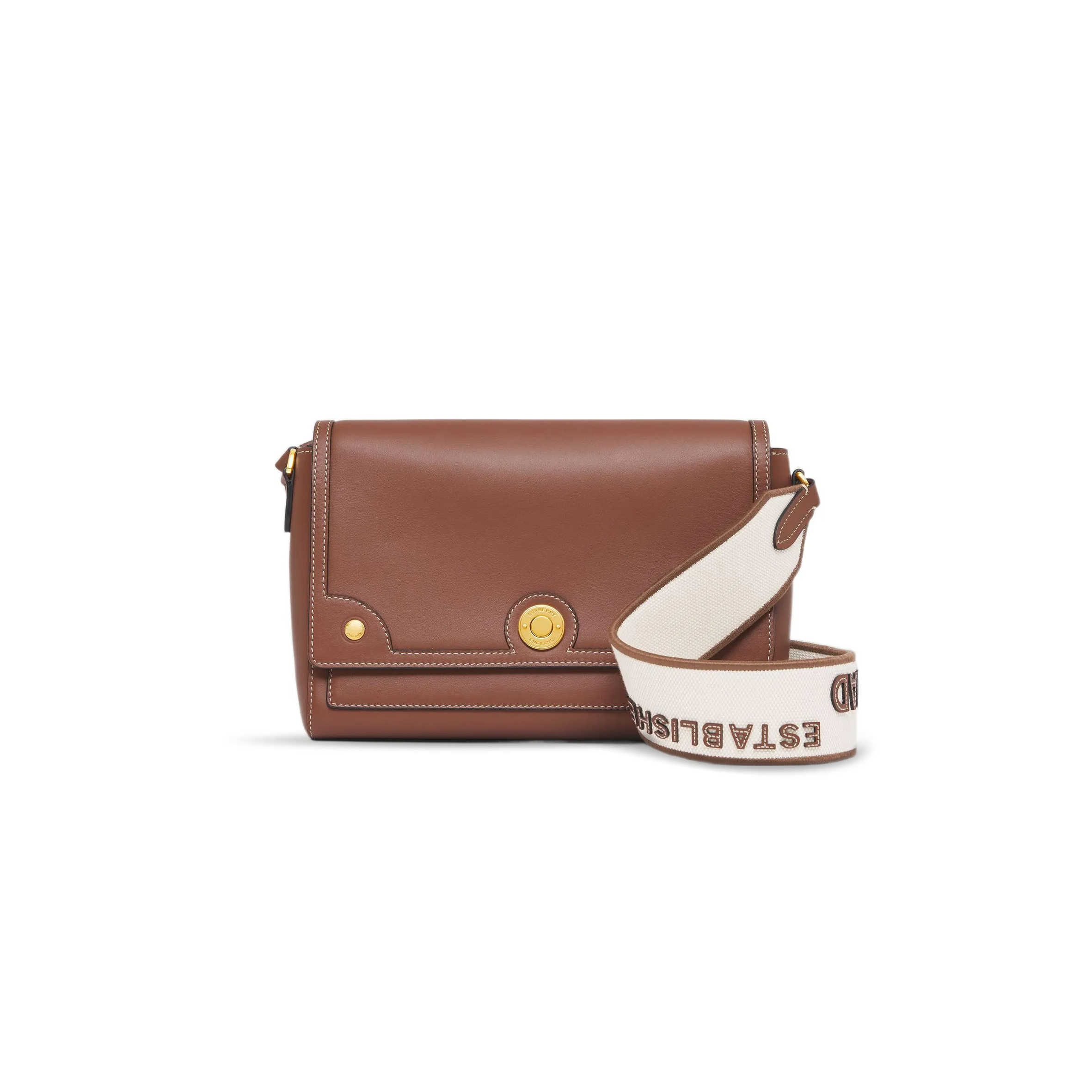 Bv*b*rry brown topstitched leather note crossbody bag 80430551 (25*18*8.5cm)